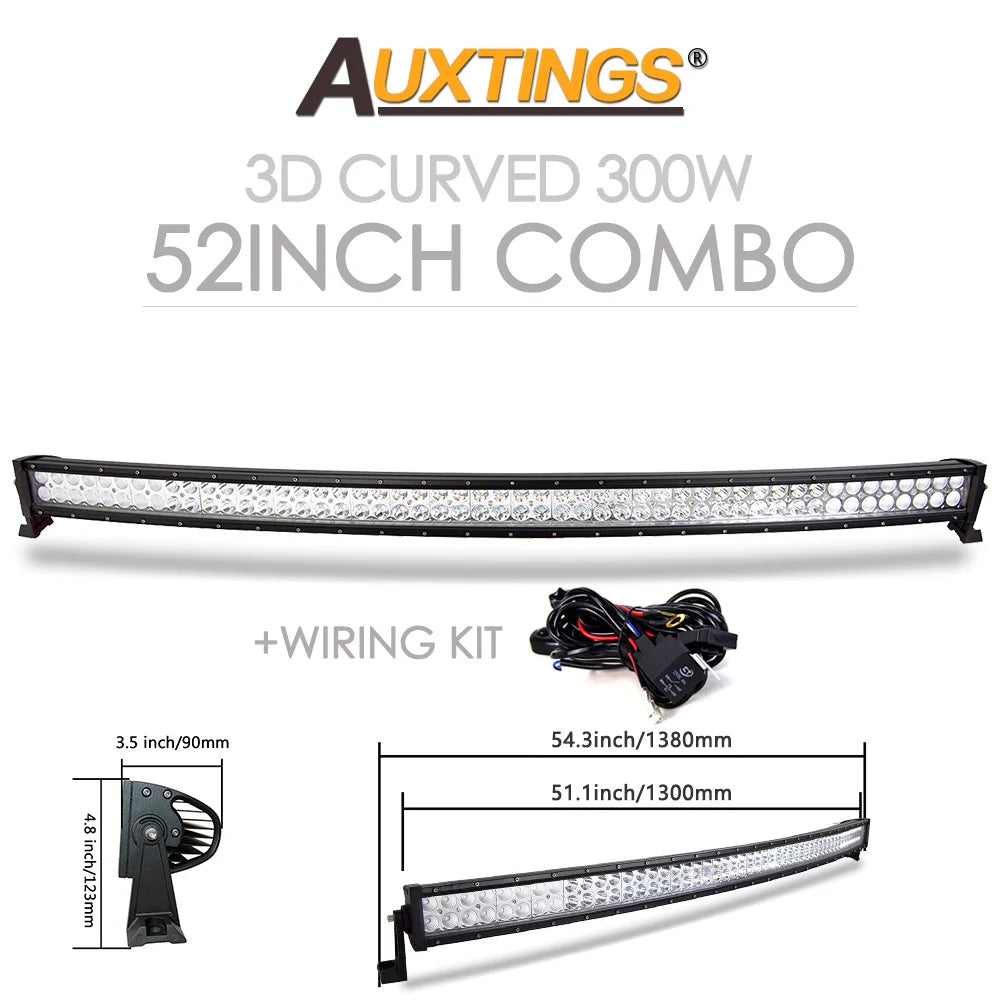 Barre LED Auxtings Incurvée Droite 22-52 Pouces Combo (15 Formats)