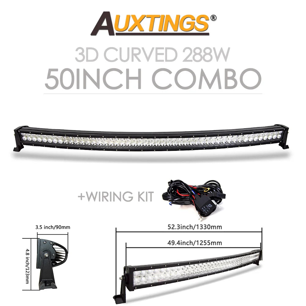 Barre LED Auxtings Incurvée Droite 22-52 Pouces Combo (15 Formats)