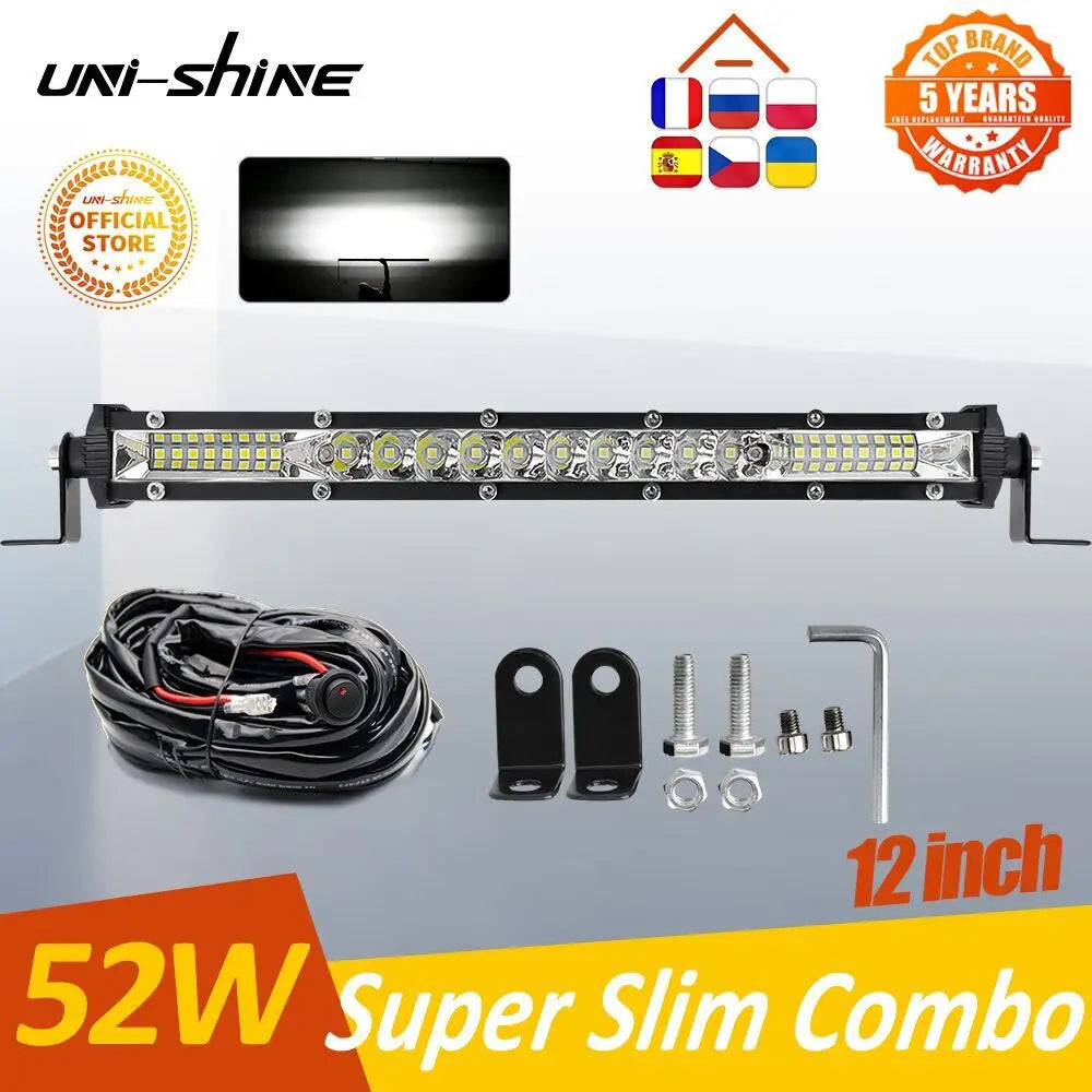 Barre LED 12-50 Pouces 52-260W Offroad DRL (6 Formats)