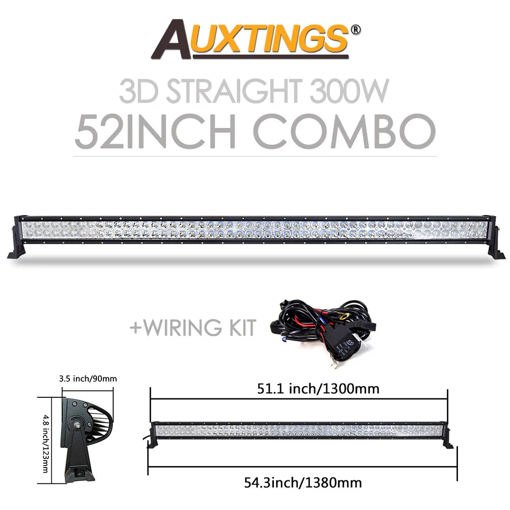 Barre LED Auxtings Incurvée Droite 22-52 Pouces Combo (15 Formats)