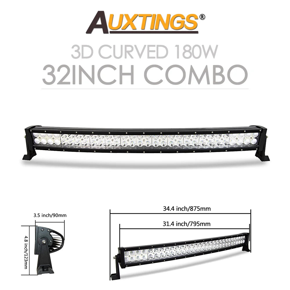 Barre LED Auxtings Incurvée Droite 22-52 Pouces Combo (15 Formats)
