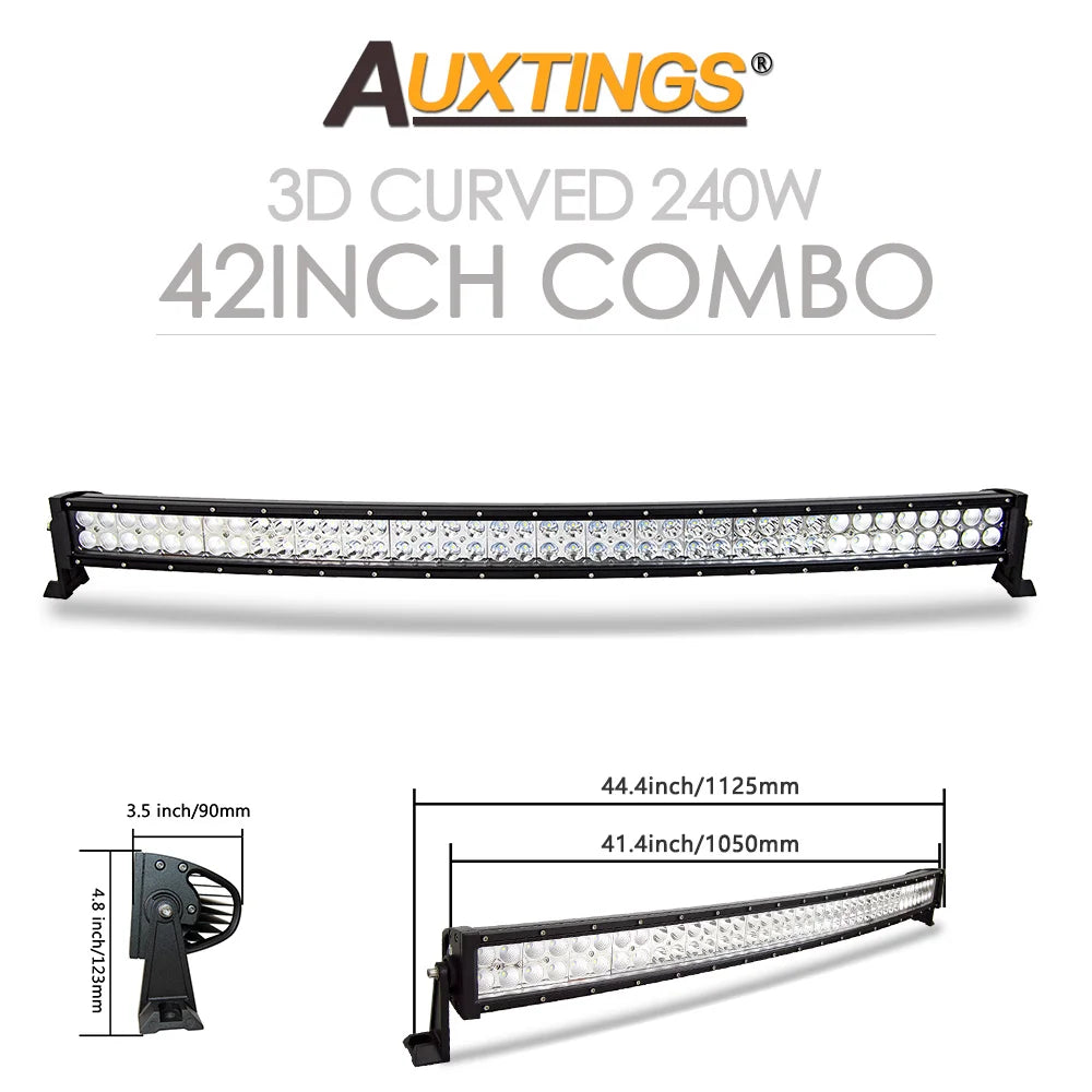 Barre LED Auxtings Incurvée Droite 22-52 Pouces Combo (15 Formats)