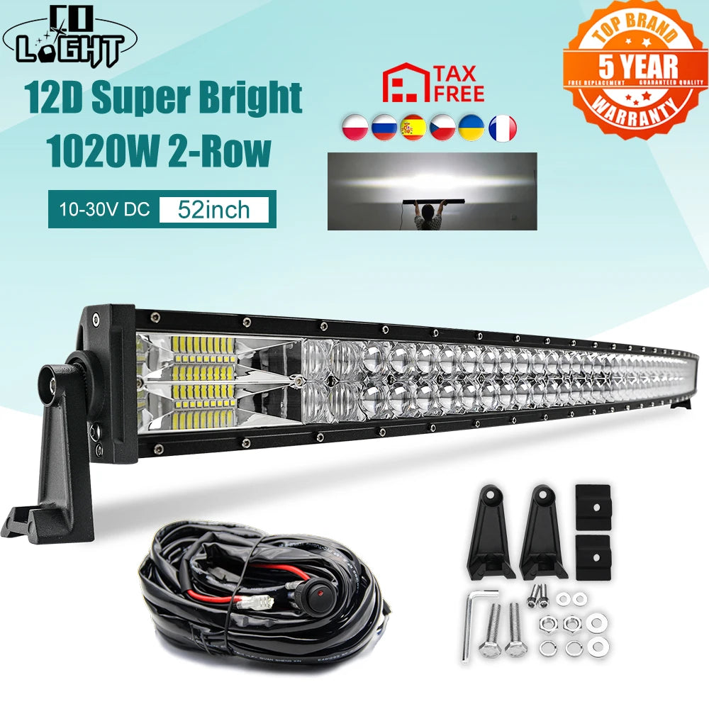 Barre LED Quad Incurvée 32-52" 12V 24V UTV SSV