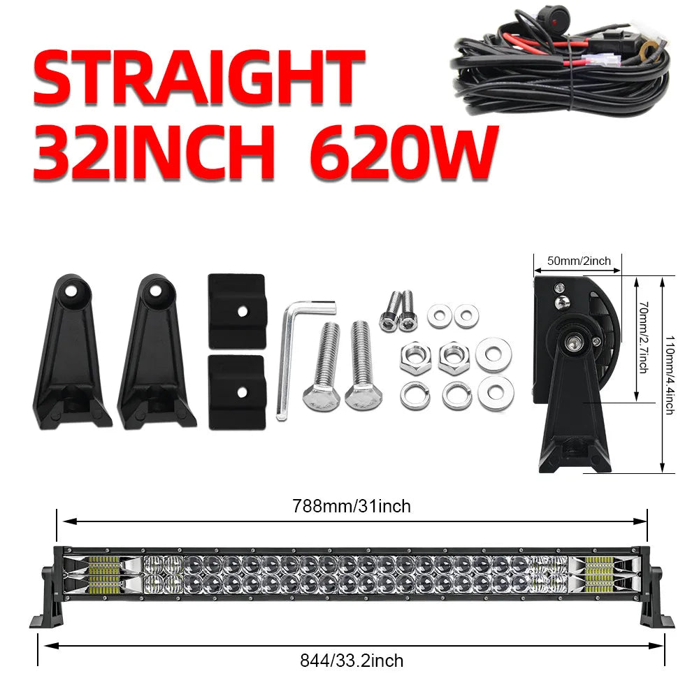 Barre LED Quad Incurvée 32-52" 12V 24V UTV SSV