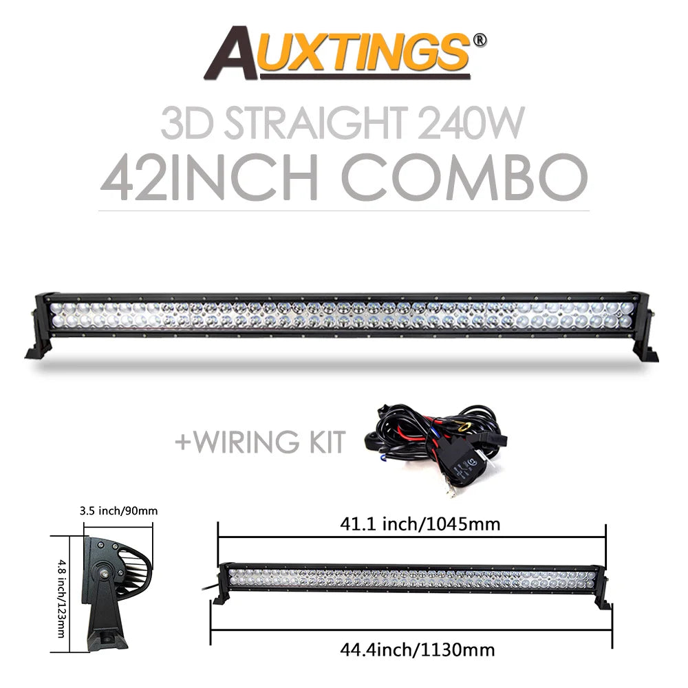 Barre LED Auxtings Incurvée Droite 22-52 Pouces Combo (15 Formats)