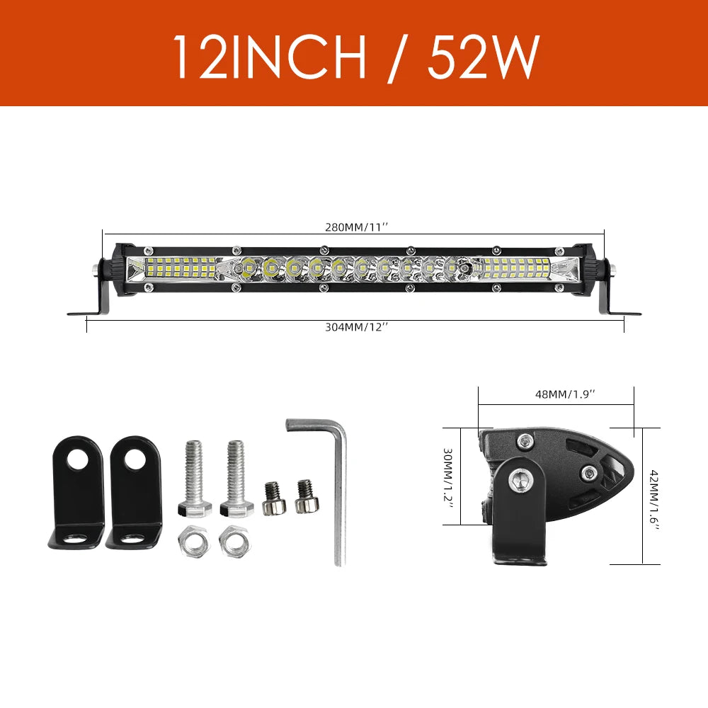 Barre LED 12000LM Quad ATV Tracteur
