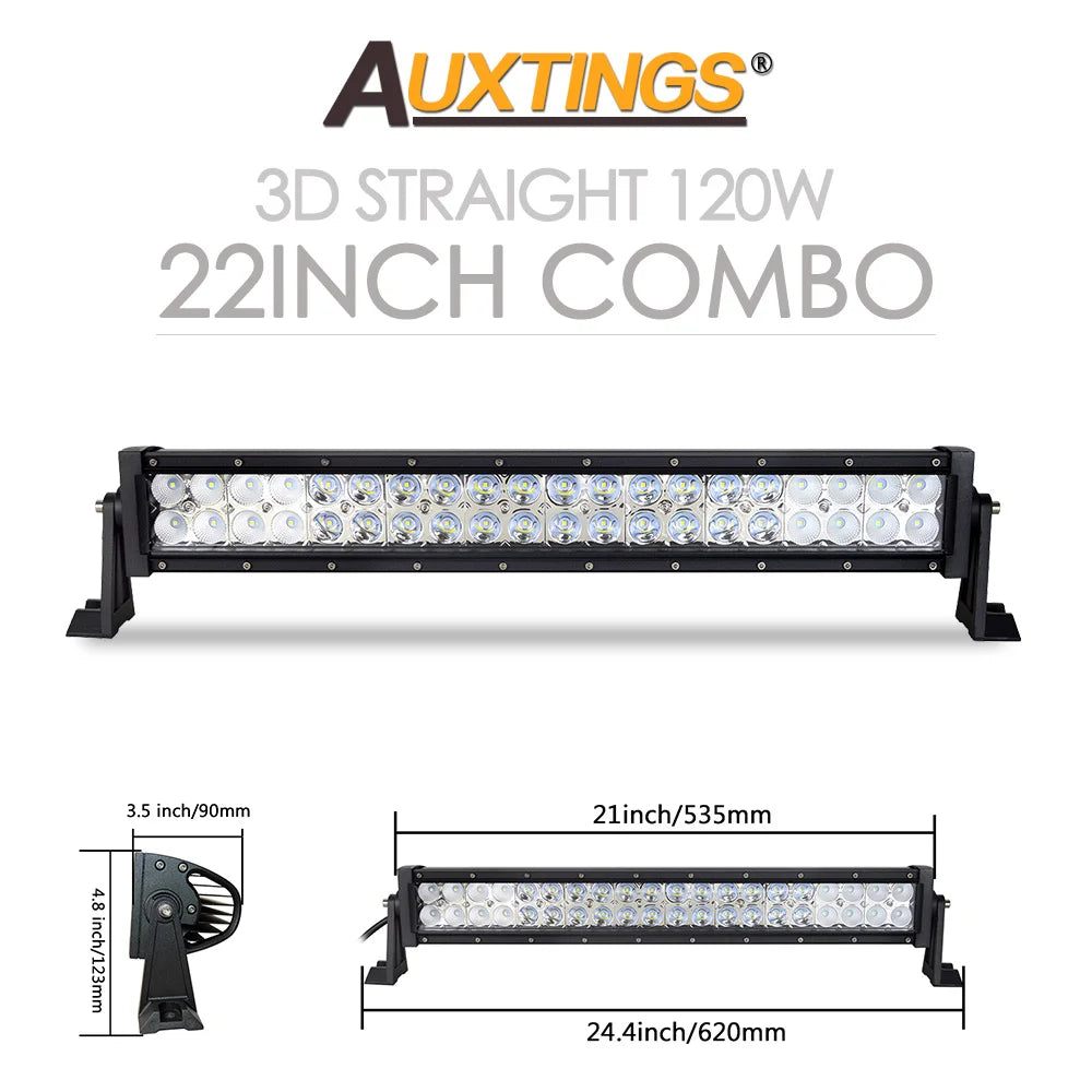 Barre LED Auxtings Incurvée Droite 22-52 Pouces Combo (15 Formats)