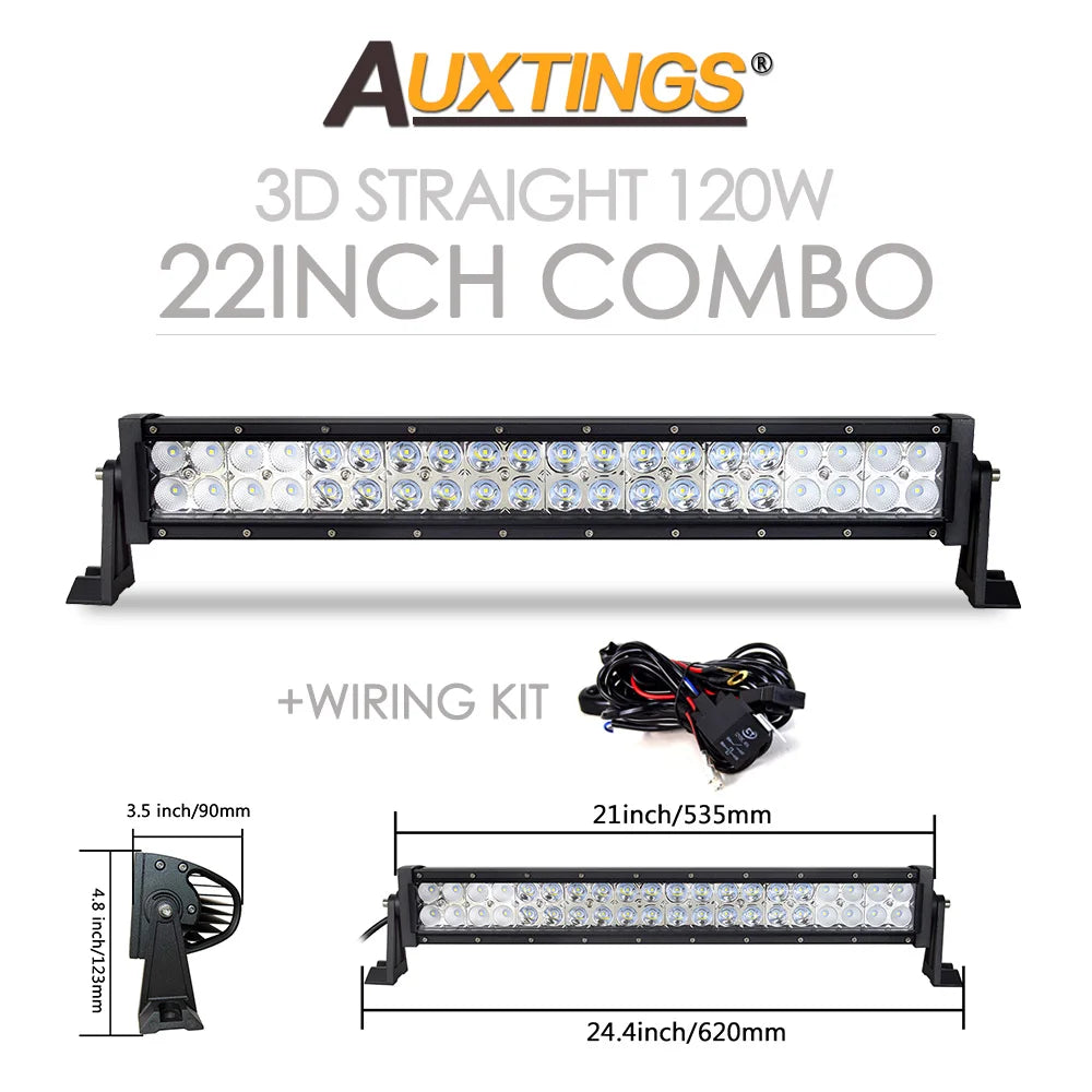 Barre LED Auxtings Incurvée Droite 22-52 Pouces Combo (15 Formats)