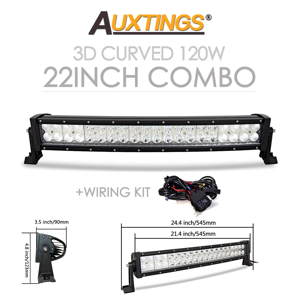 Barre LED Auxtings Incurvée Droite 22-52 Pouces Combo (15 Formats)