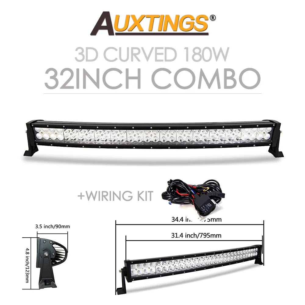 Barre LED Auxtings Incurvée Droite 22-52 Pouces Combo (15 Formats)