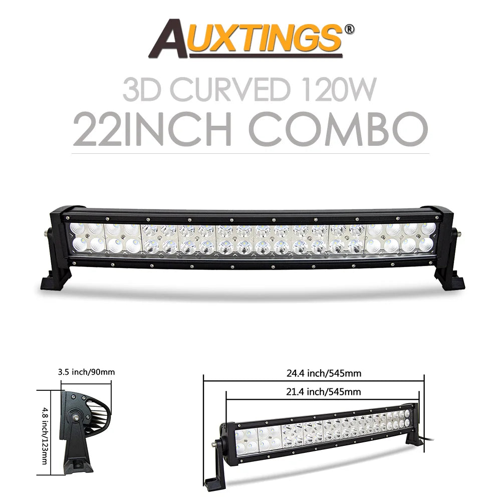 Barre LED Auxtings Incurvée Droite 22-52 Pouces Combo (15 Formats)