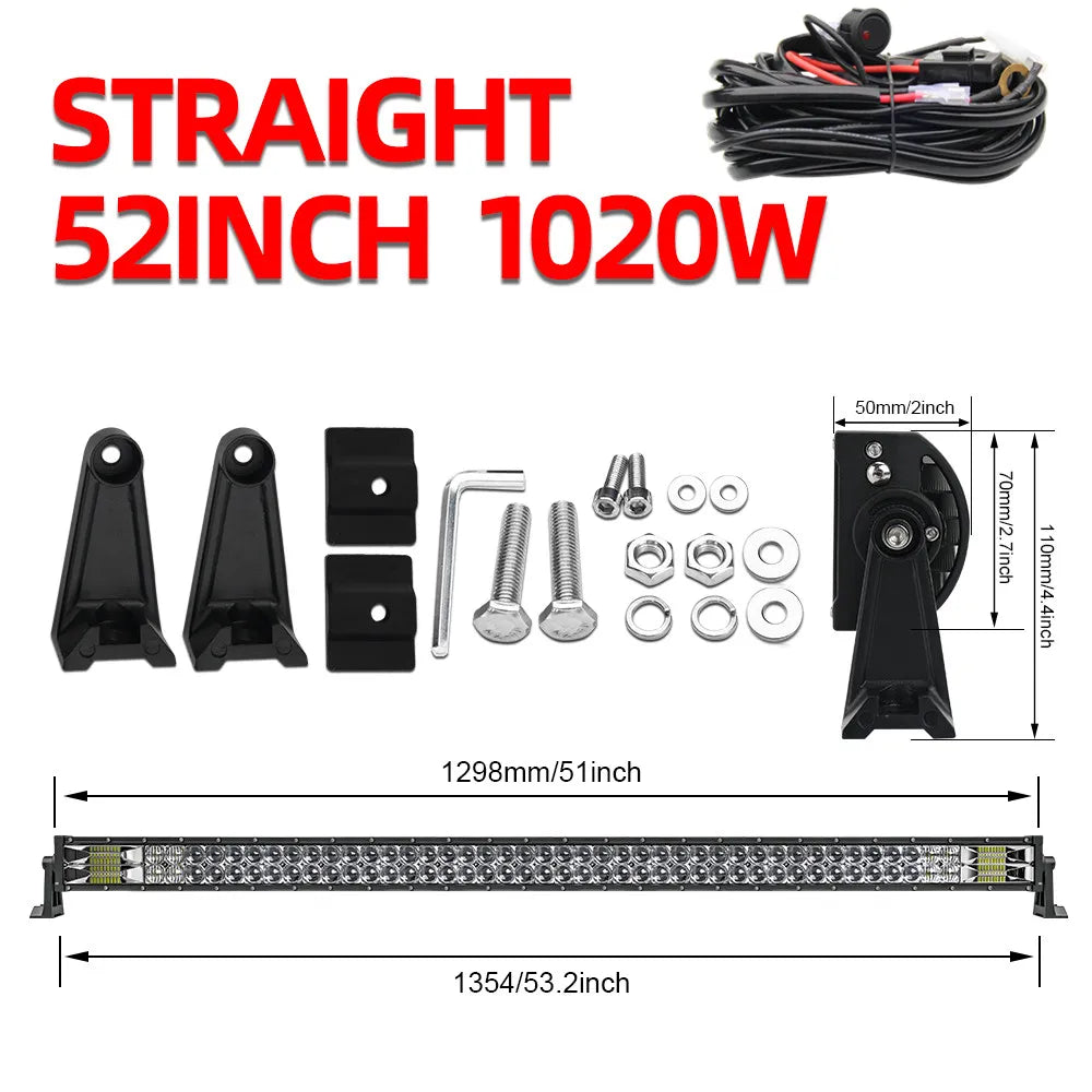 Barre LED Quad Incurvée 32-52" 12V 24V UTV SSV