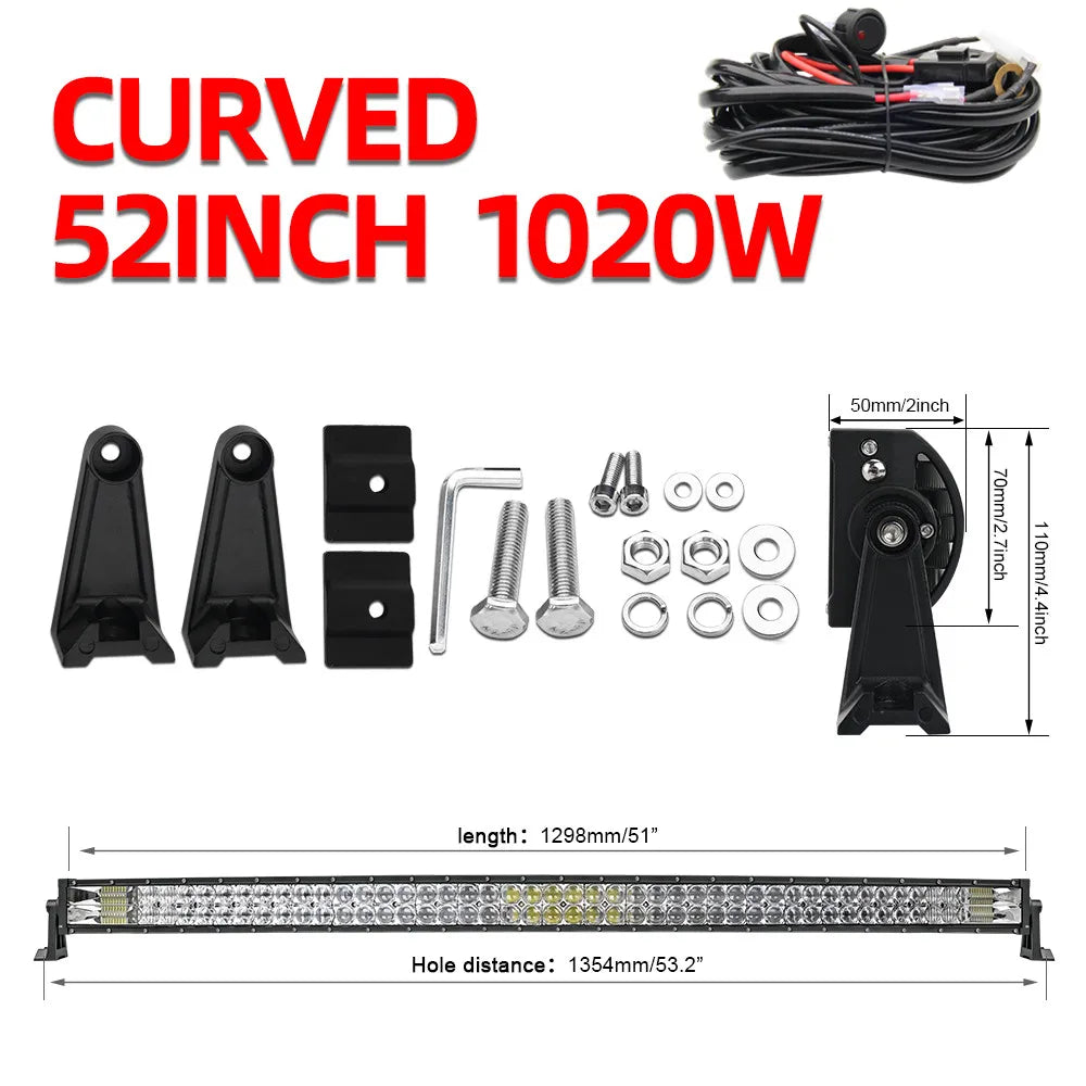 Barre LED Quad Incurvée 32-52" 12V 24V UTV SSV