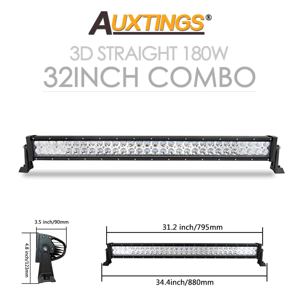 Barre LED Auxtings Incurvée Droite 22-52 Pouces Combo (15 Formats)