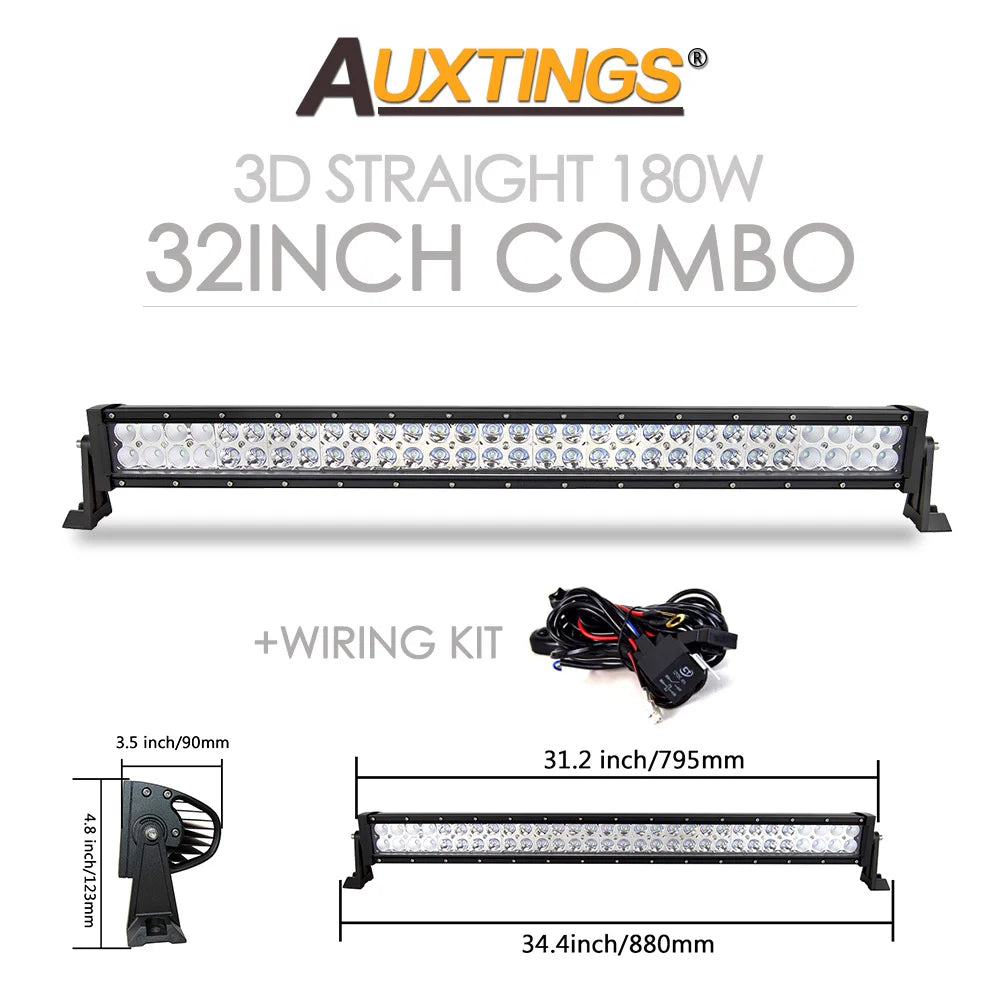Barre LED Auxtings Incurvée Droite 22-52 Pouces Combo (15 Formats)