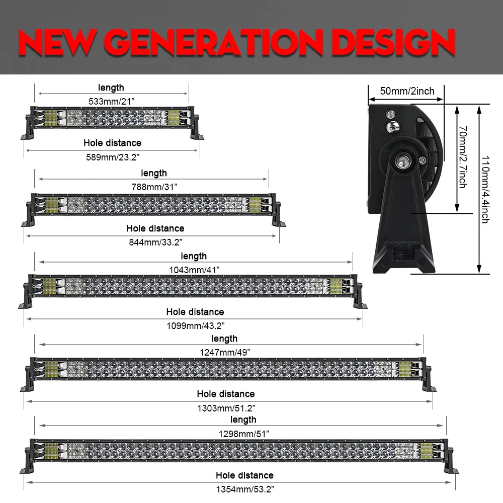 Barre LED Quad Incurvée 32-52" 12V 24V UTV SSV