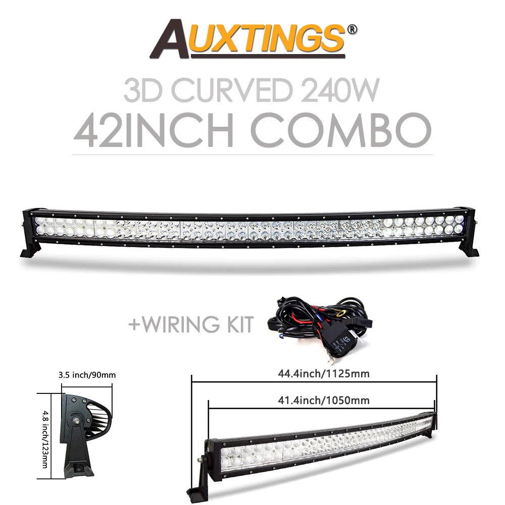 Barre LED Auxtings Incurvée Droite 22-52 Pouces Combo (15 Formats)