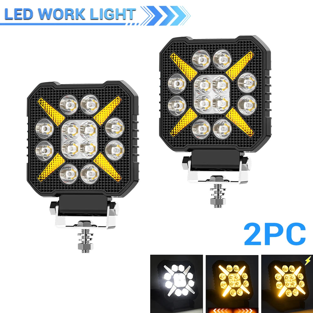 Phares LED de Travail Quad 4" Antibrouillard 12V 24V