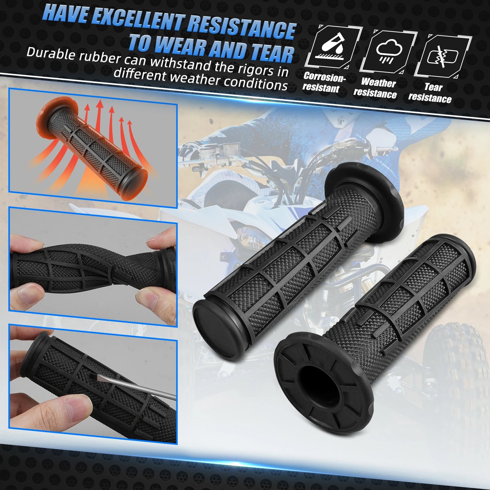 Poignées guidon quad 22mm noir