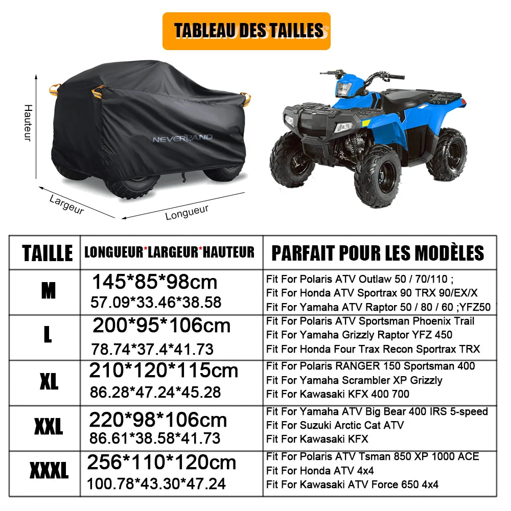 Housse de VTT ATV Universelle 190T Étanche (9 Coloris)