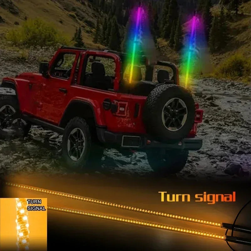 Fouets LED RGB app quad UTV mat drapeau
