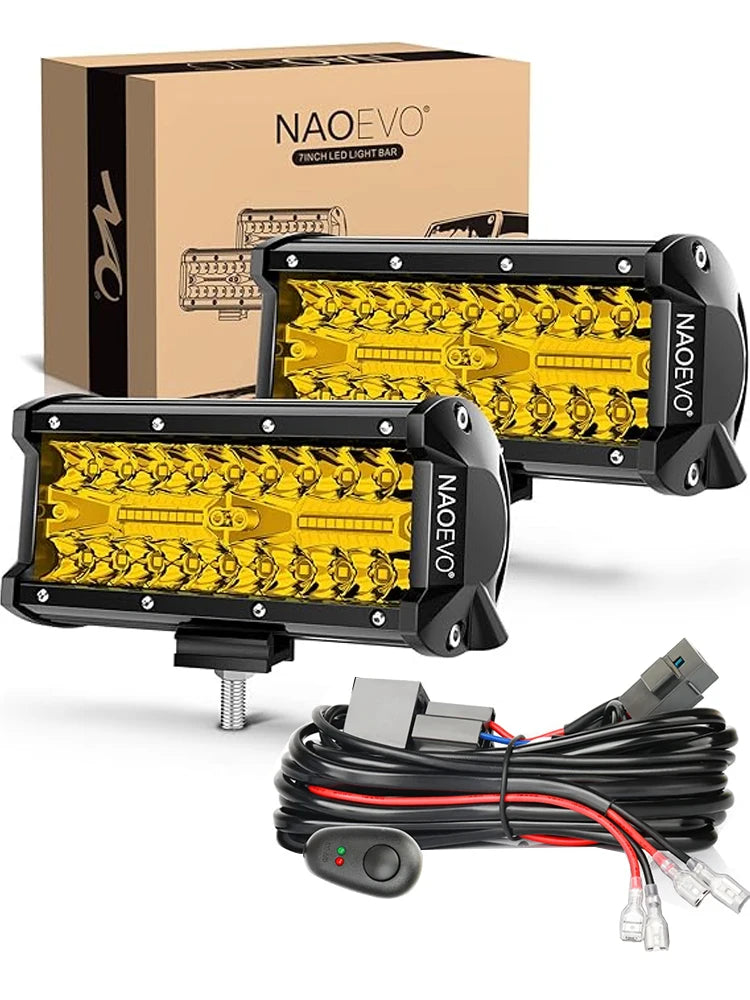 Barre LED Quad 7" 240W Spot Combo Antibrouillard (12V 24V)