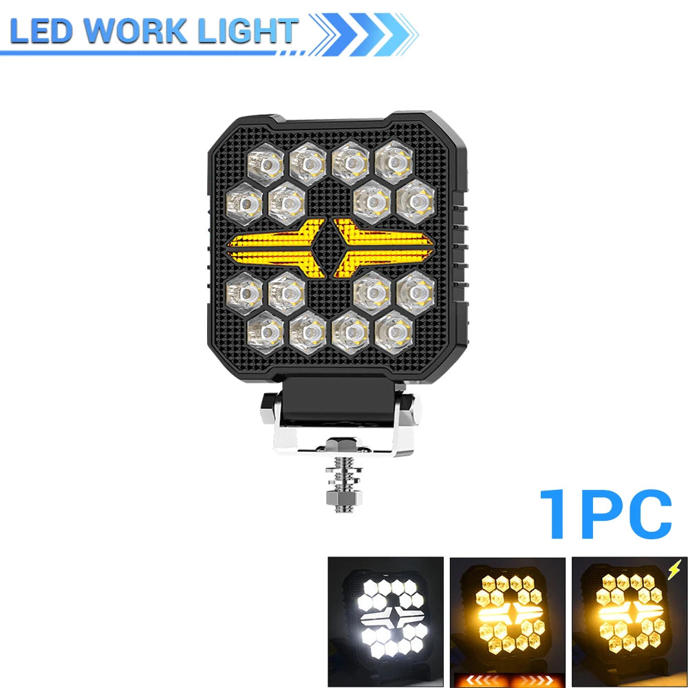 Phares LED de Travail Quad 4" Antibrouillard 12V 24V