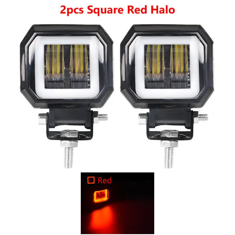 Barre LED 3 Pouces Halo Rouge Tout-Terrain (Lot de 2)