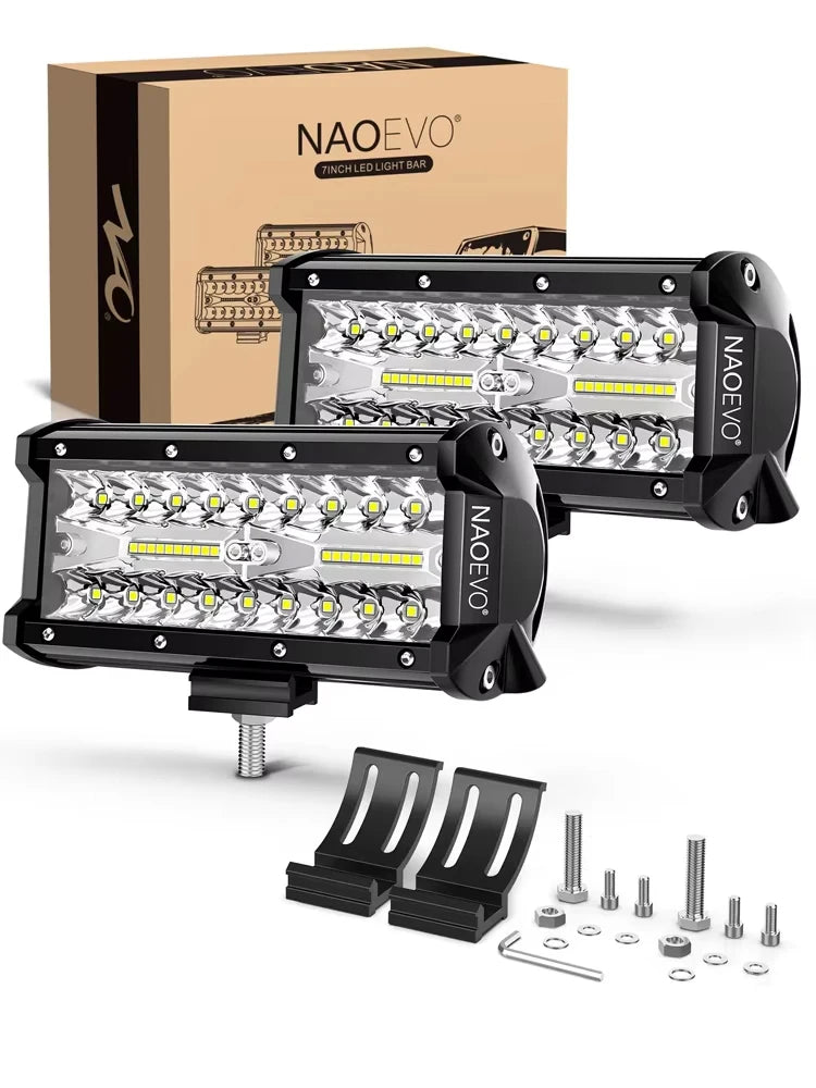 Barre LED Quad 7" 240W Spot Combo Antibrouillard (12V 24V)