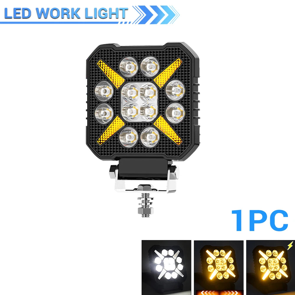 Phares LED de Travail Quad 4" Antibrouillard 12V 24V