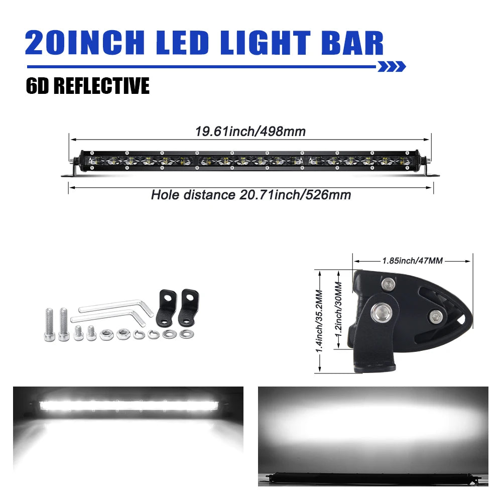 Barre LED 6D Quad ATV Tracteur