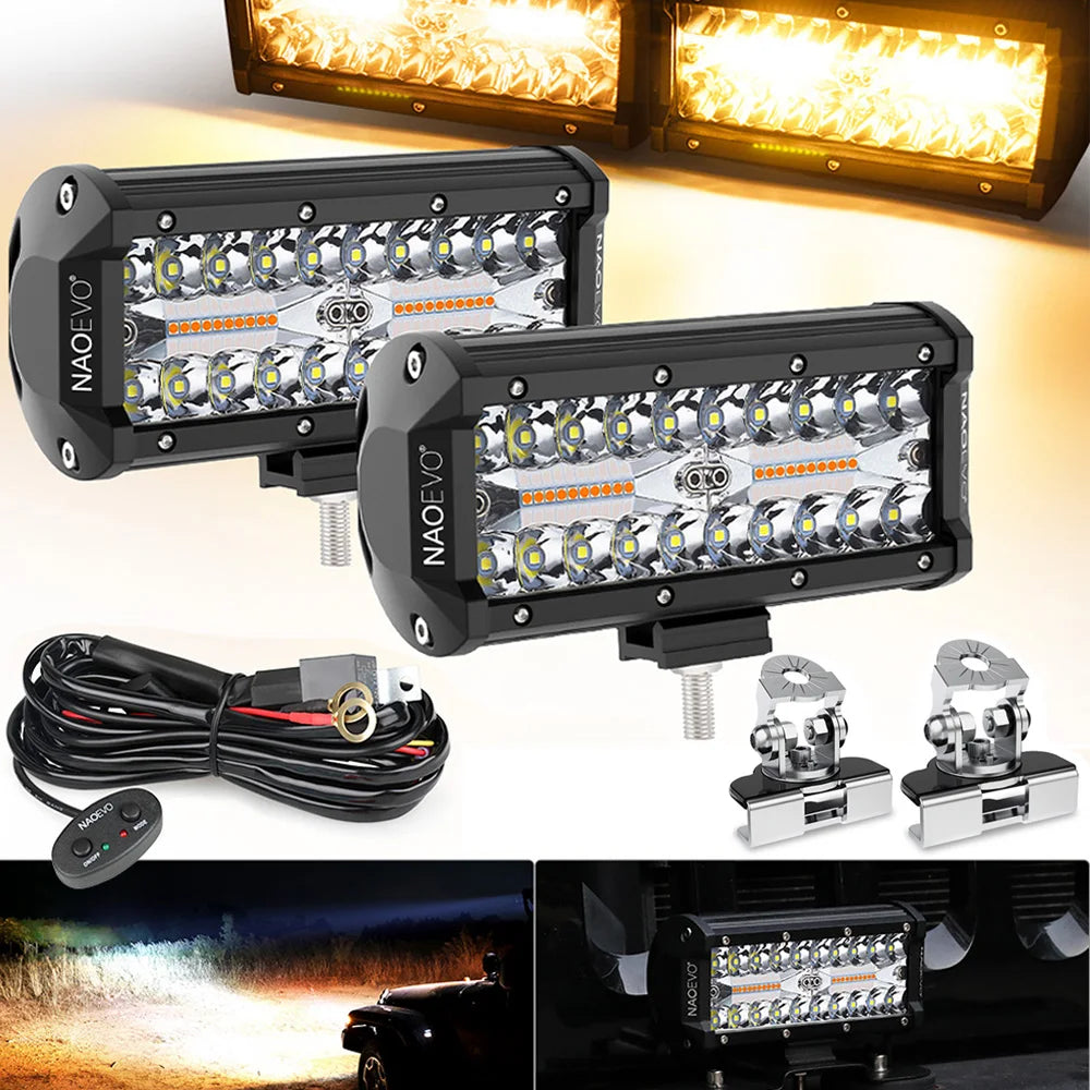 Barre LED quad 7 pouces 240W tout-terrain