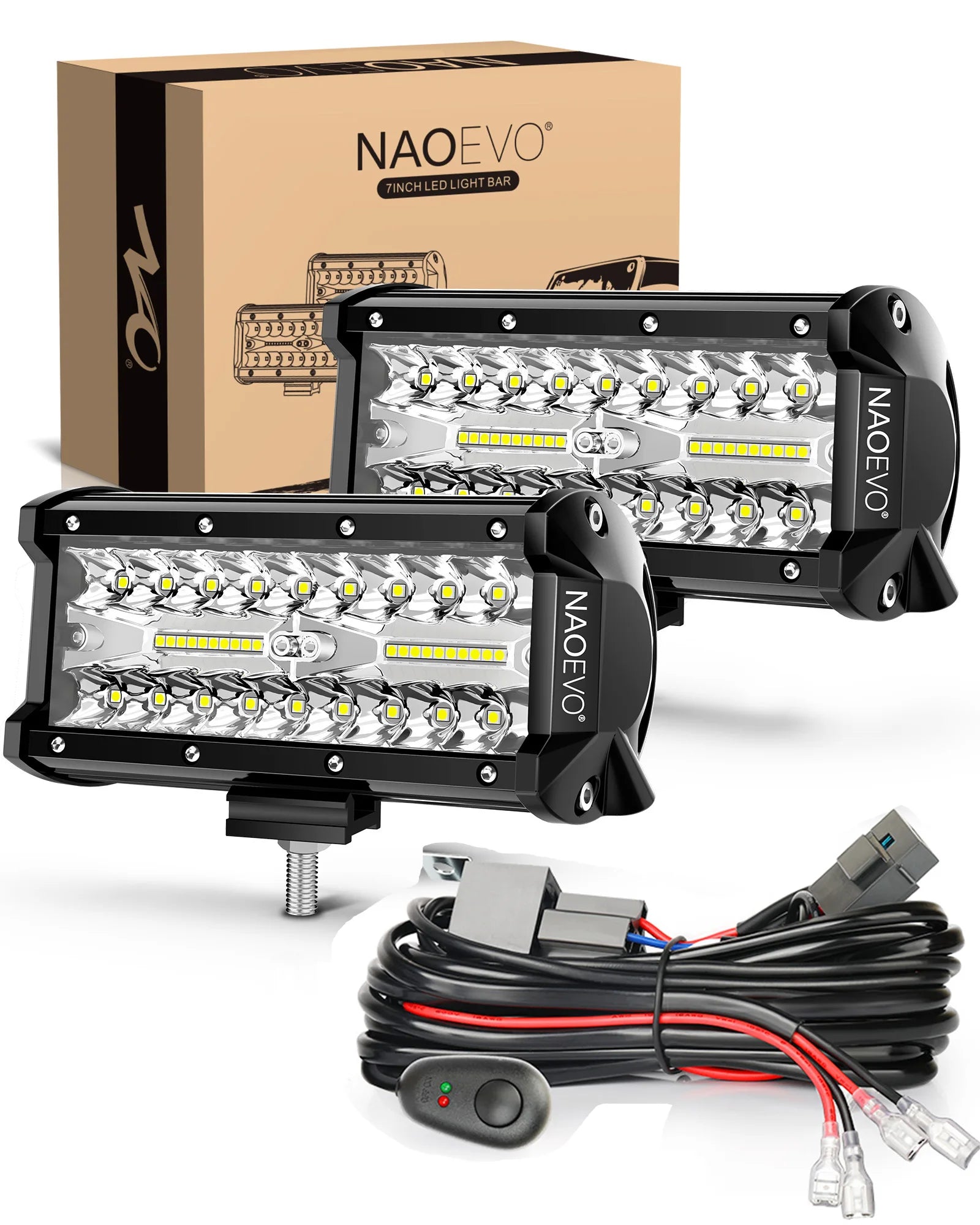 Barre LED Quad 7" 240W Spot Combo Antibrouillard (12V 24V)