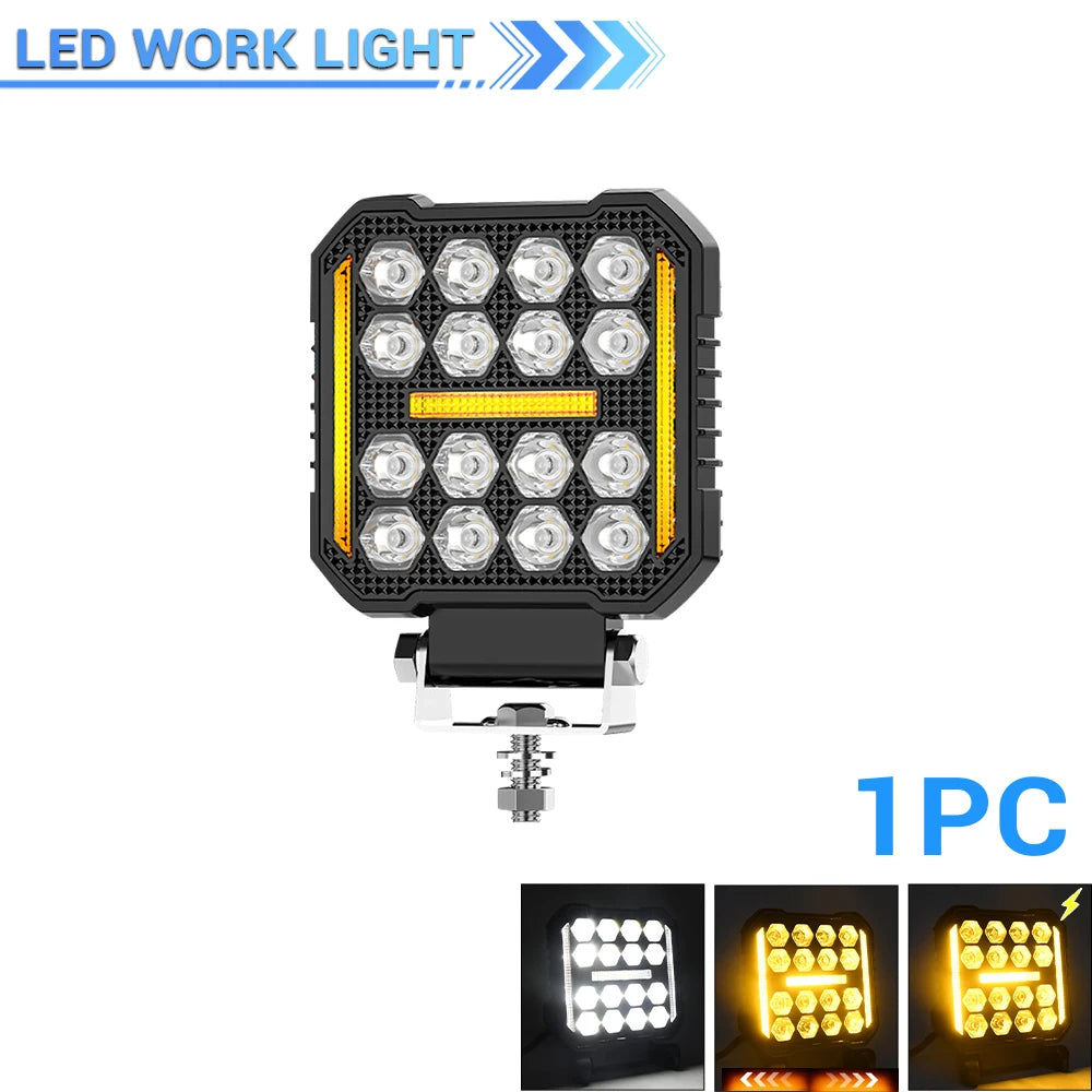 Phares LED de Travail Quad 4" Antibrouillard 12V 24V