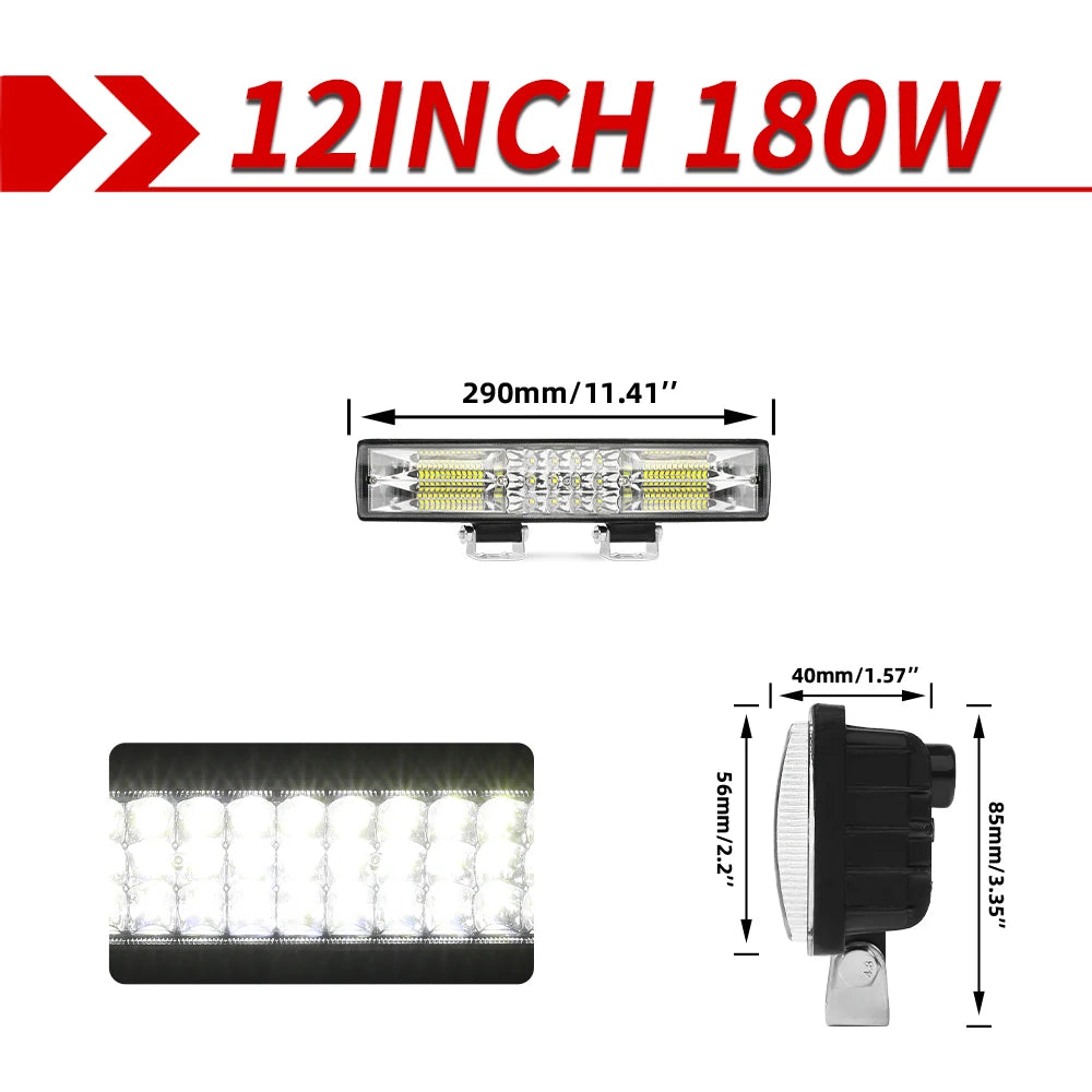 Barre LED Quad UTV 90000LM 12-40 pouces