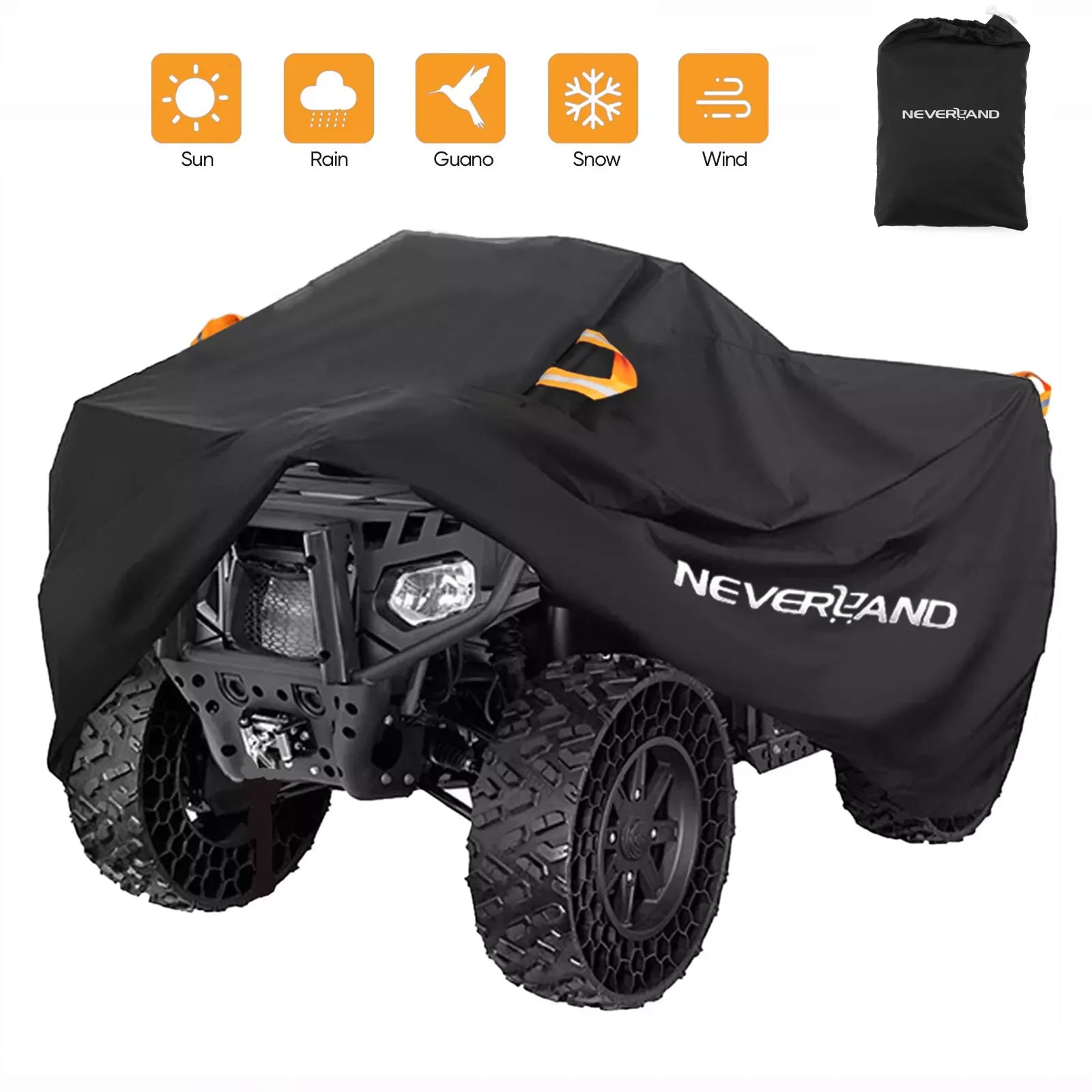 Housse quad étanche 190T noir argent - vue de face