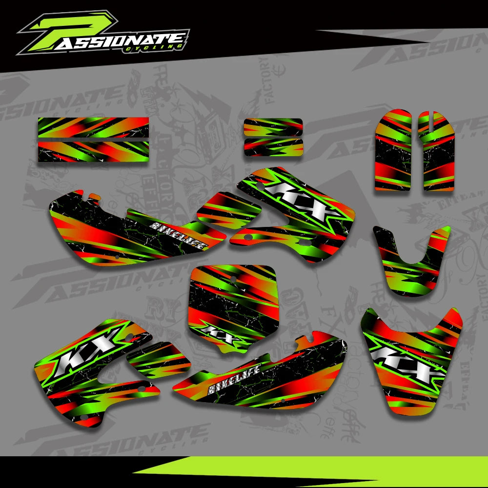 Kit Déco Graphique Équipe Kawasaki KX65 KLX110 (4 Designs)
