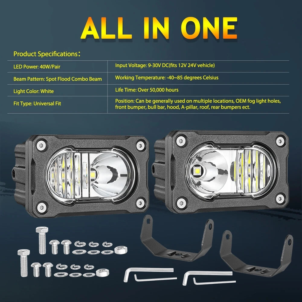 Phares LED quad large angle virage