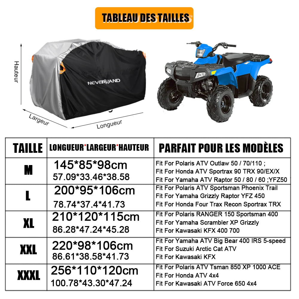 Housse de Protection Moteur Quad VTT 190T (3 Coloris)