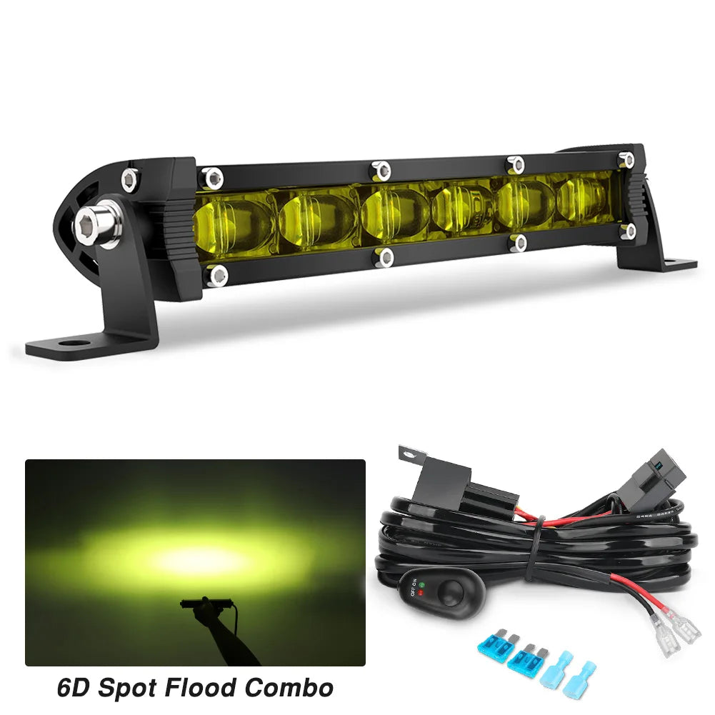 Phares LED 8" Quad SSV Antibrouillard Jaune/Blanc (12V 24V)