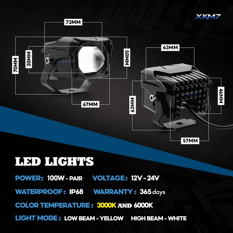 Projecteur LED Quad ATV Double Couleur 12V 24V