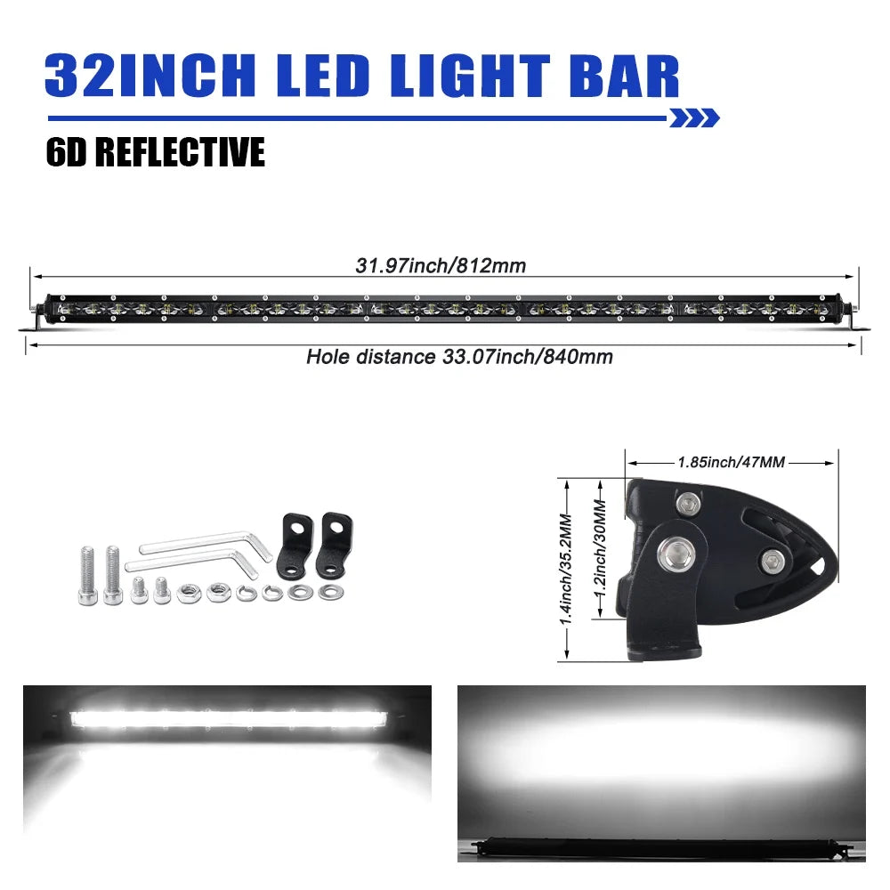 Barre LED 6D Quad ATV Tracteur