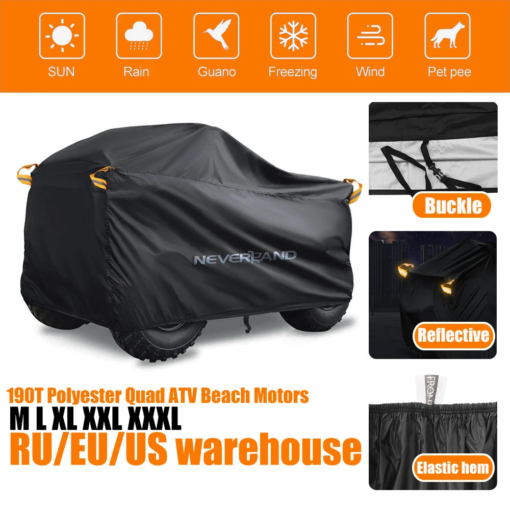 Housse de protection quad 190T noir - vue de face
