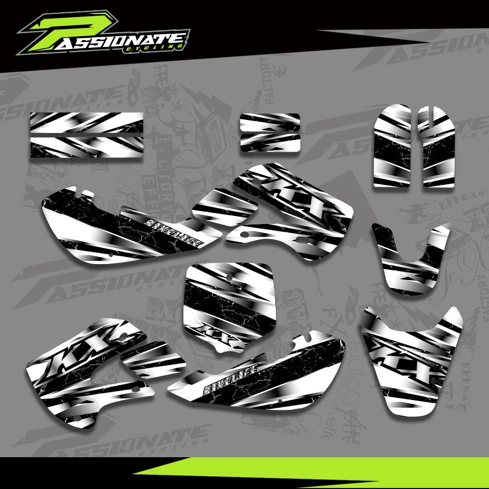 Kit Déco Graphique Équipe Kawasaki KX65 KLX110 (4 Designs)