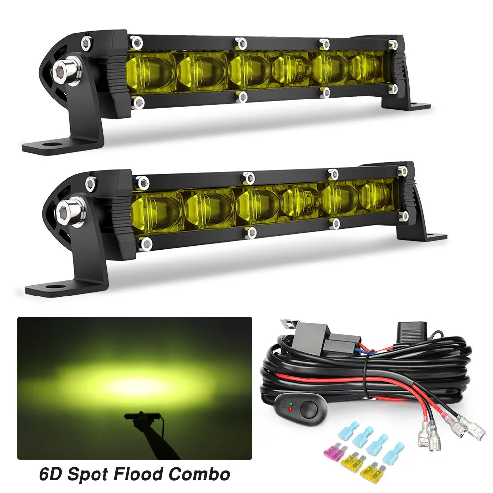 Phares LED 8" Quad SSV Antibrouillard Jaune/Blanc (12V 24V)