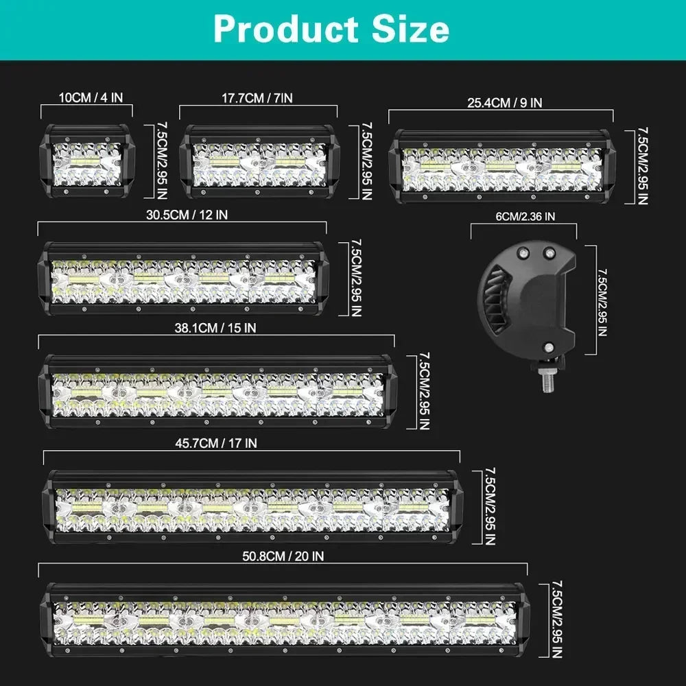 Barre LED quad 12 pouces 260W