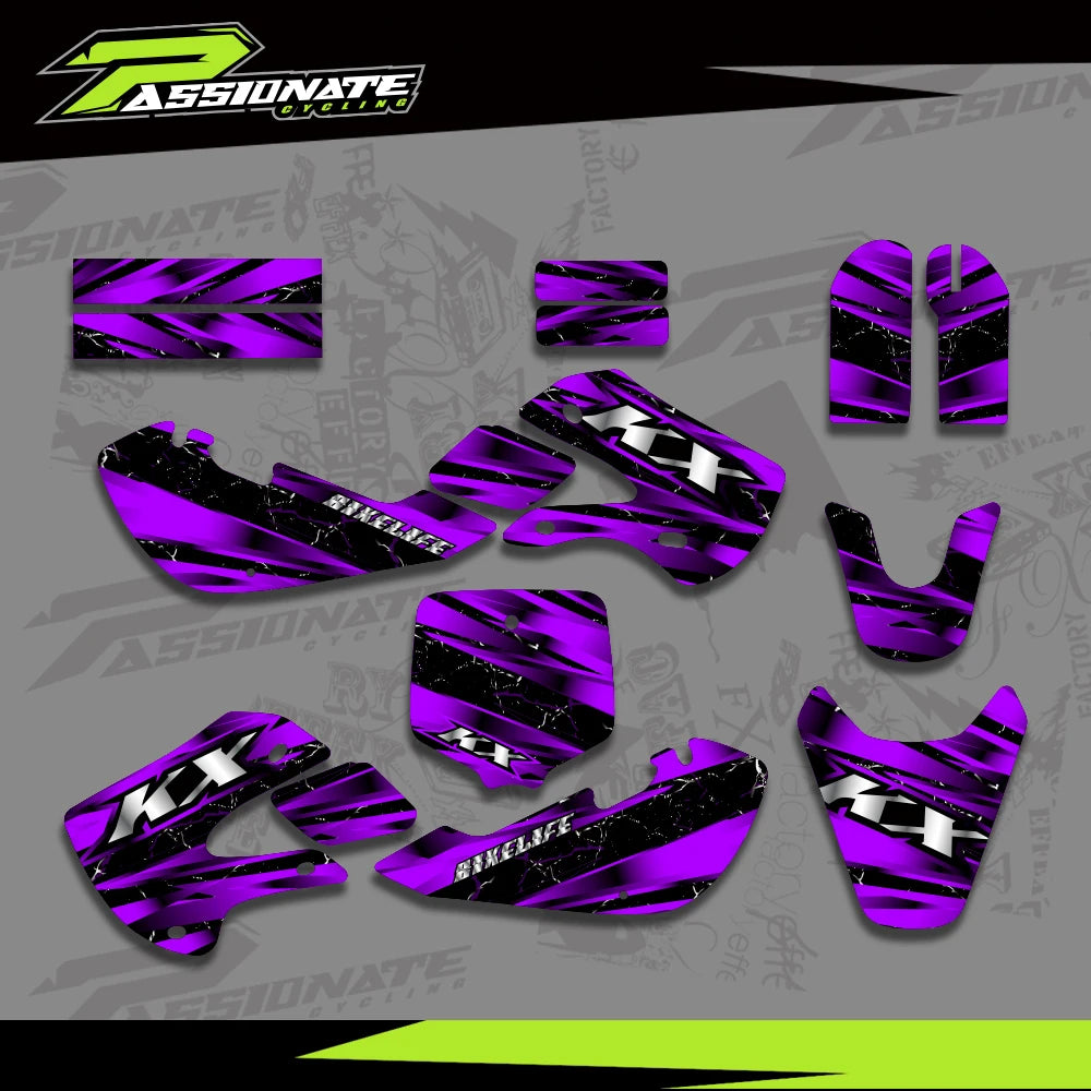 Kit Déco Graphique Équipe Kawasaki KX65 KLX110 (4 Designs)