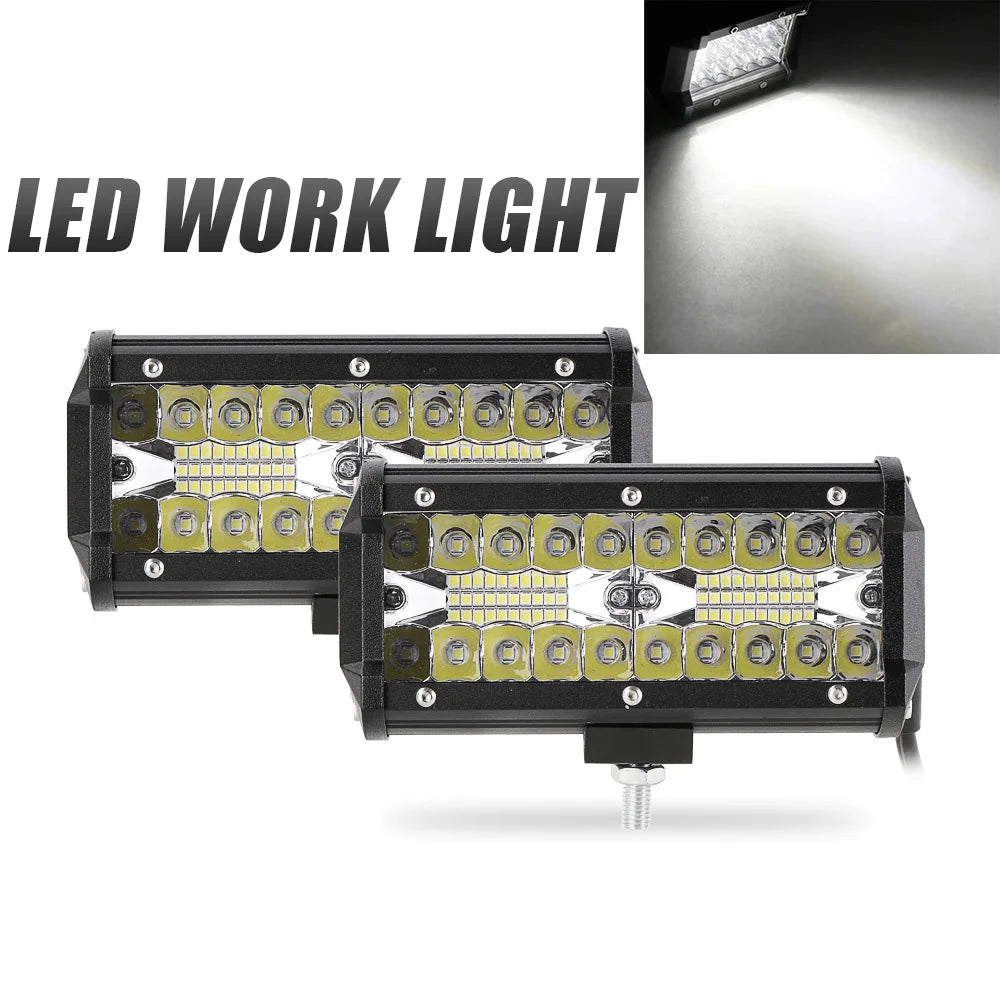Barre LED Quad 7" 120W Triple Rangée Tout-terrain