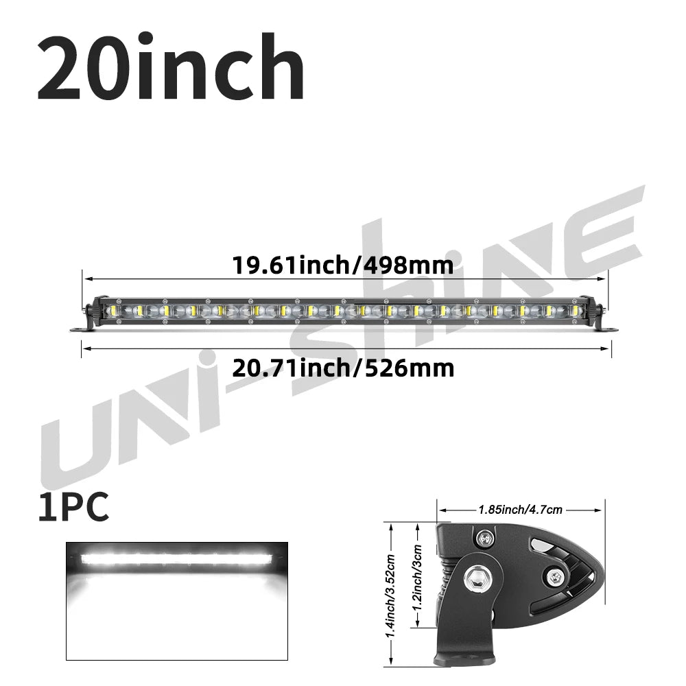 Barre LED Quad SSV 6D 20-50" Combo IP68 (12V 24V)