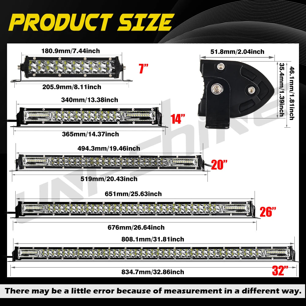 Barre LED quad SSV 7 14 20 pouces
